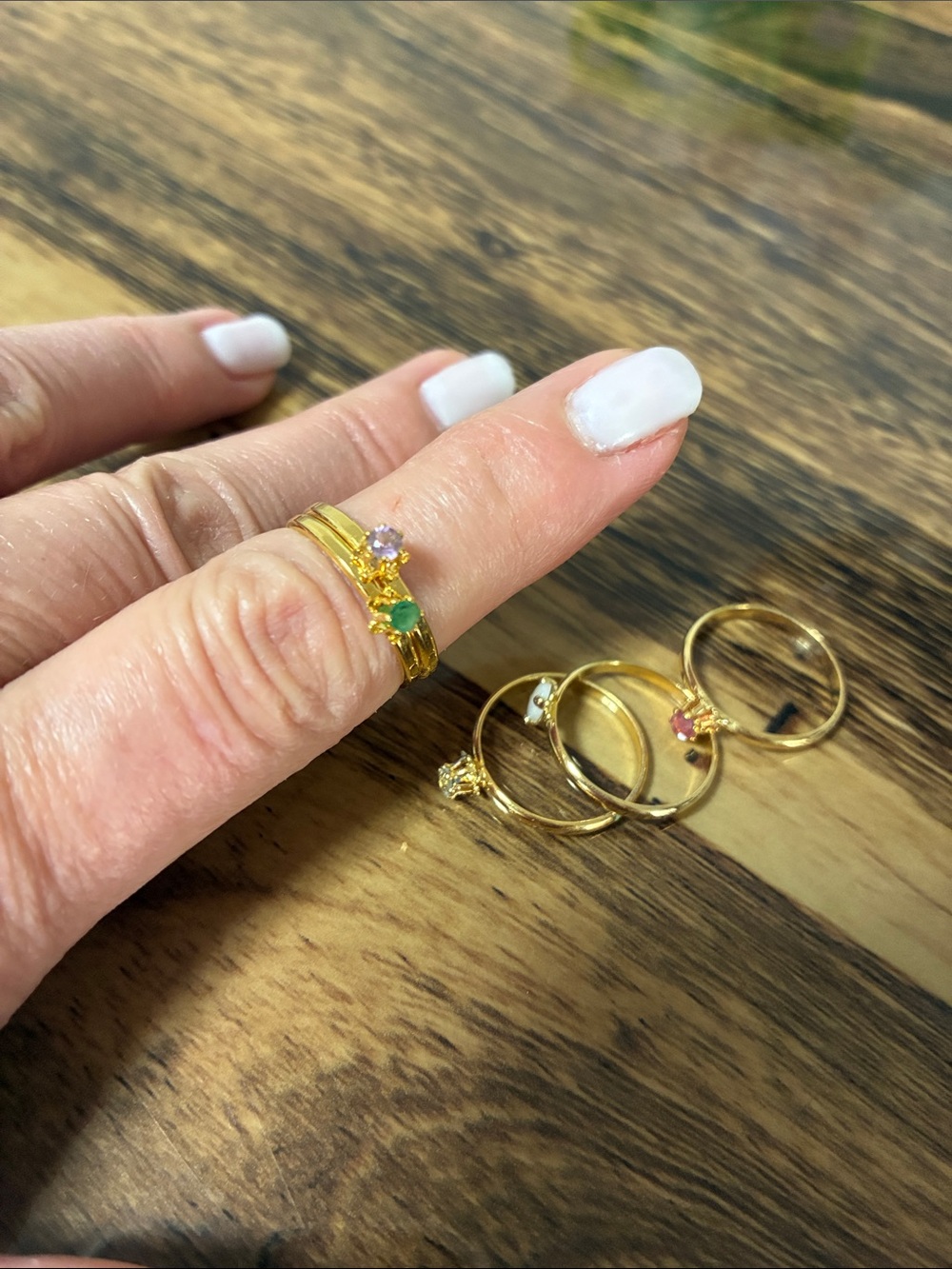 Gold Stackable Gemstone Rings - Multicolor Stones - Picture 5 of 5
